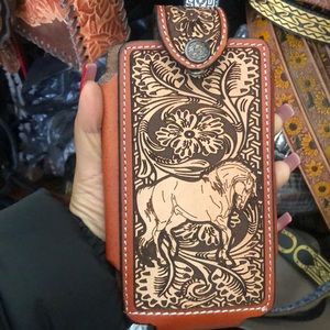 Horse decor cell phone case leather unisex